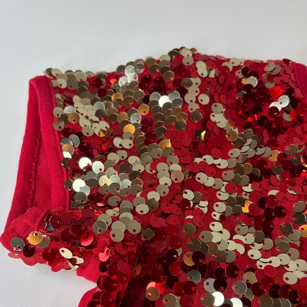 Wonder Nation Sparkling Red Gold Sequins Girl’s Dress Lined XS 4/5 New - Picture 4 of 8